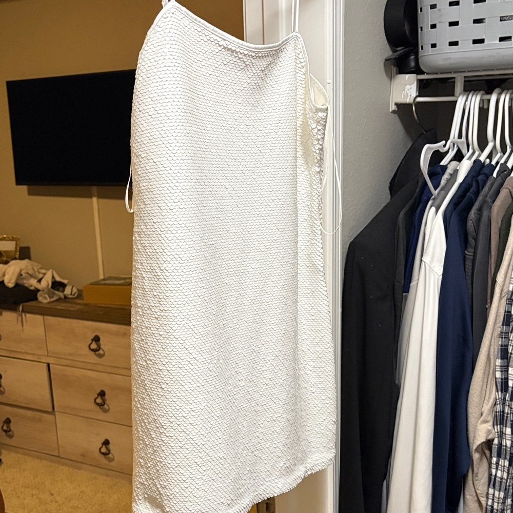 Abercrombie XS white bridal sequin dress